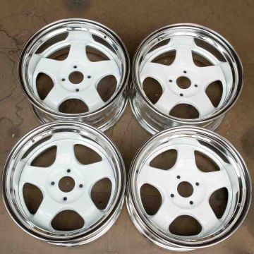 WORK Meister S1-2P - Set of Wheels - 15x8.5" ET+5 4x100 White with Polished lips