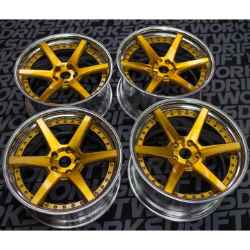 WORK ZEAST ST1 Staggered Set - 5x120 - 20x9.5 ET15 - 20x11 ET33 - Imperial Gold w/ Polished Lips