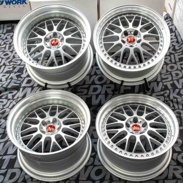 WORK VS-XX 19x9.5 ET+23 19X11.5 ET+19 5x114.3  Burning Silver with Brushed Lips (Staggered Set)