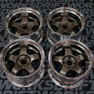 WORK MEISTER S1-2P - Set of Four 15"x9" 4x100 ET0 in Bronze with Polished Lips