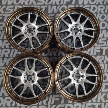 Set of WORK EMOTION CR-2P 18x7.5 4x100 ET33 GT Silver with Gloss Bronze Lips