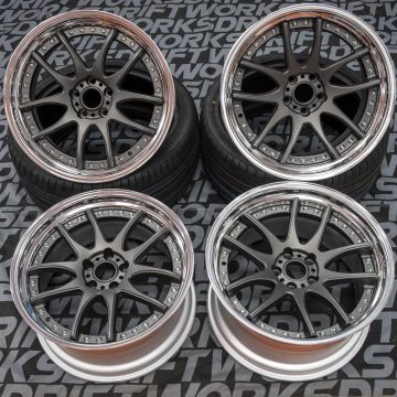 WORK EMOTION CR 3P Staggered Set - 19X9.5 ET20 and 19X10.5 ET32 5x112 Matt Gunmetal (MGM) w/ Polished Step Lips For A90 Toyota Supra