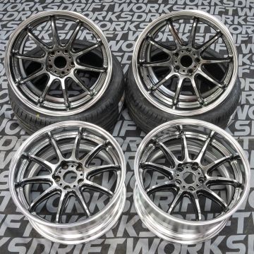 WORK EMOTION ZR10 2P - 18X9.5|10.5 ET12 5x114.3 Glim Black (GTK) w/ Polished Lips (Set of 4)