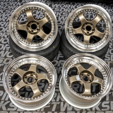 WORK MEISTER S1 3P - 19X9.5|10.5 ET31 5x112 Titanium Gold (HPG) w/ Polished Lips (Set of 4) For Toyota A90 Supra