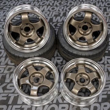 WORK MEISTER S1 2P - 15X8 ET20 4x100 Titanium Gold (HPG) w/ Polished Lips (Set of 4)