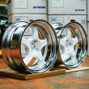 WORK Meister S1R - Set of Wheels - 16x8" ET+3 | 4x100 | White with Polished lips