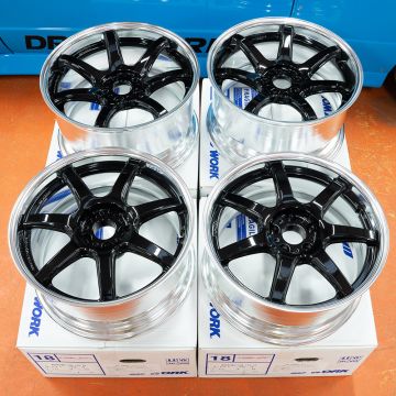 WORK EMOTION T7R2P Set of 4 - 5x112 18X9 ET30 and 18x10 ET38 Black with polished lip