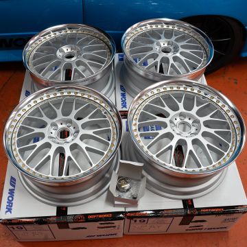 WORK VS-XX Set of 4 Wheels 5x114.3 19x9" ET+48 Silver with Polished Lips