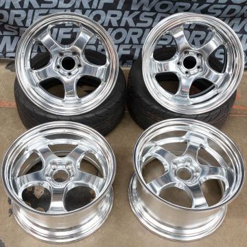WORK Meister S1R - 18x9.5" and 10.5" ET12 5x114 Bright Buff w/ Polished Lips - Staggered Set