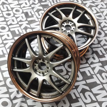 WORK Emotion CR-2P Pair of Wheels 18x9" ET34 5x100 R Disk Gunmetal with Gloss Bronze Lips