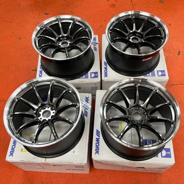 WORK Emotion ZR10 Set of 4 Wheels 5x112 19x10.5 ET15 Deep Concave Glim Black with Polished Rim GTKRC