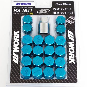 WORK Wheels M12x1.5 Wheel Nuts and Locking Nuts Set - Closed End - Blue