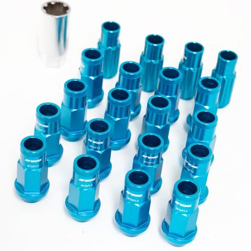 WORK Wheels M12x1.5 Wheel Nuts and Locking Nuts Set - Open End - Blue